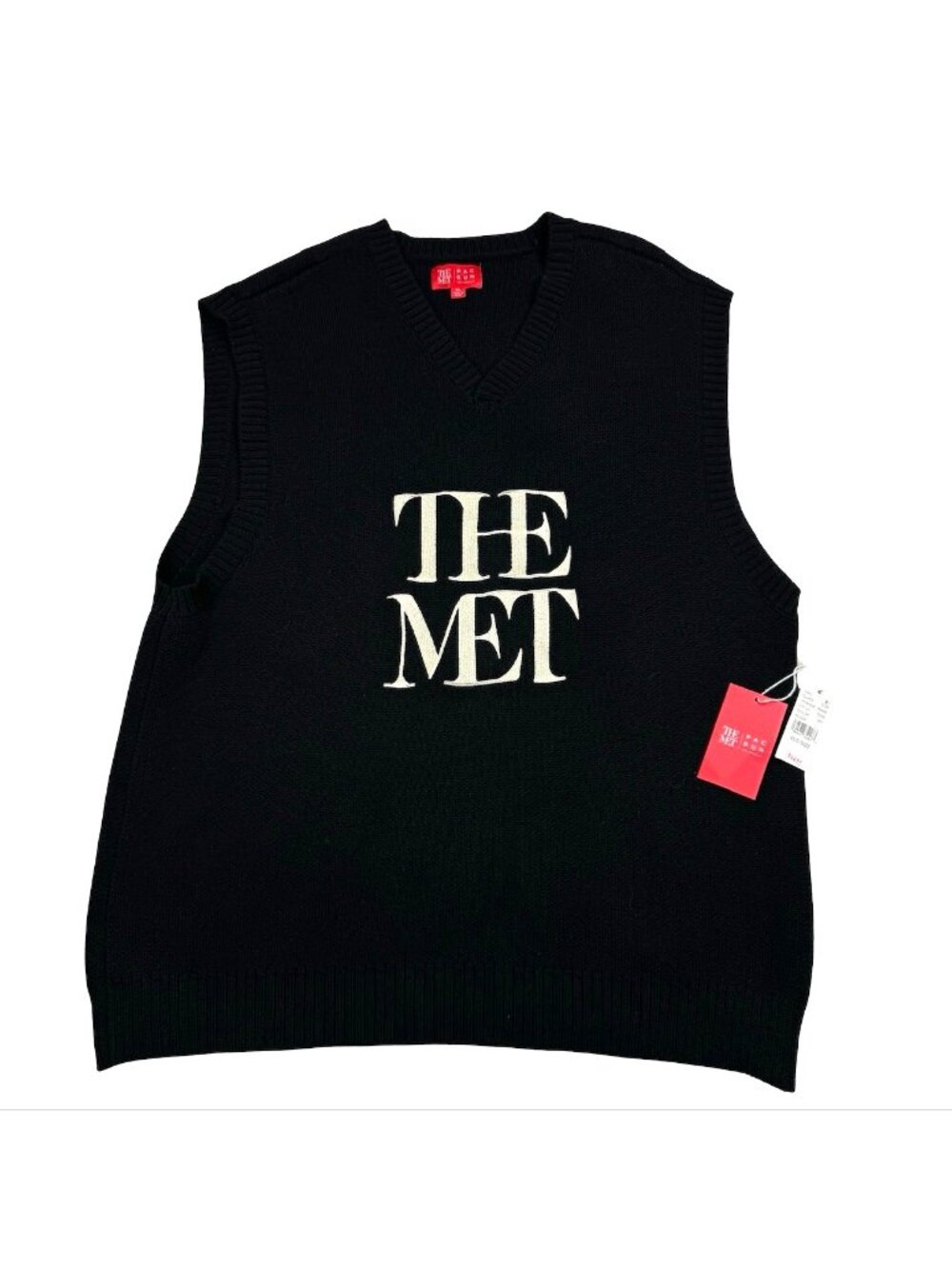 NEW "The Met"  PacSun Cotton Blend Embroidered Sweater Vest Black • XL